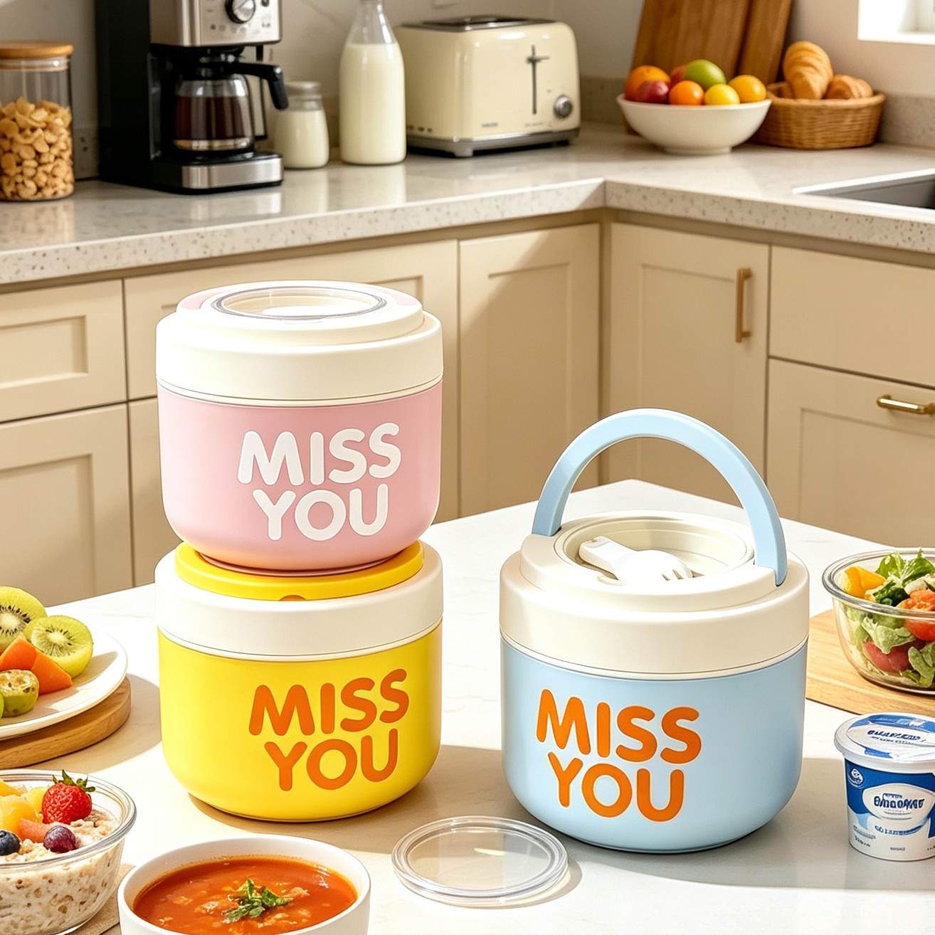 Salad Container Jar - Tasse à petit-déjeuner isotherme en acier