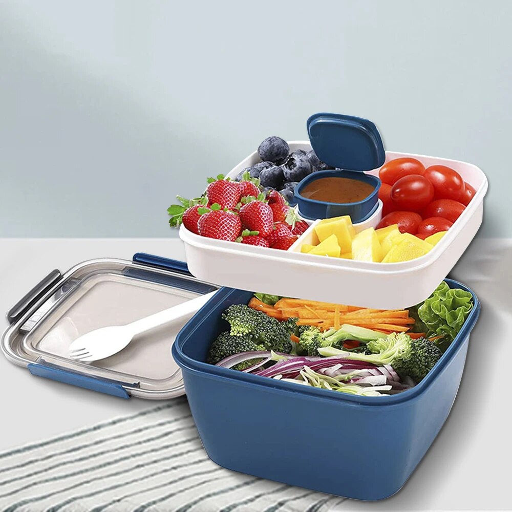 Salad Container Jar - Boîte à déjeuner Portable 1100ml/1500ml, conteneur