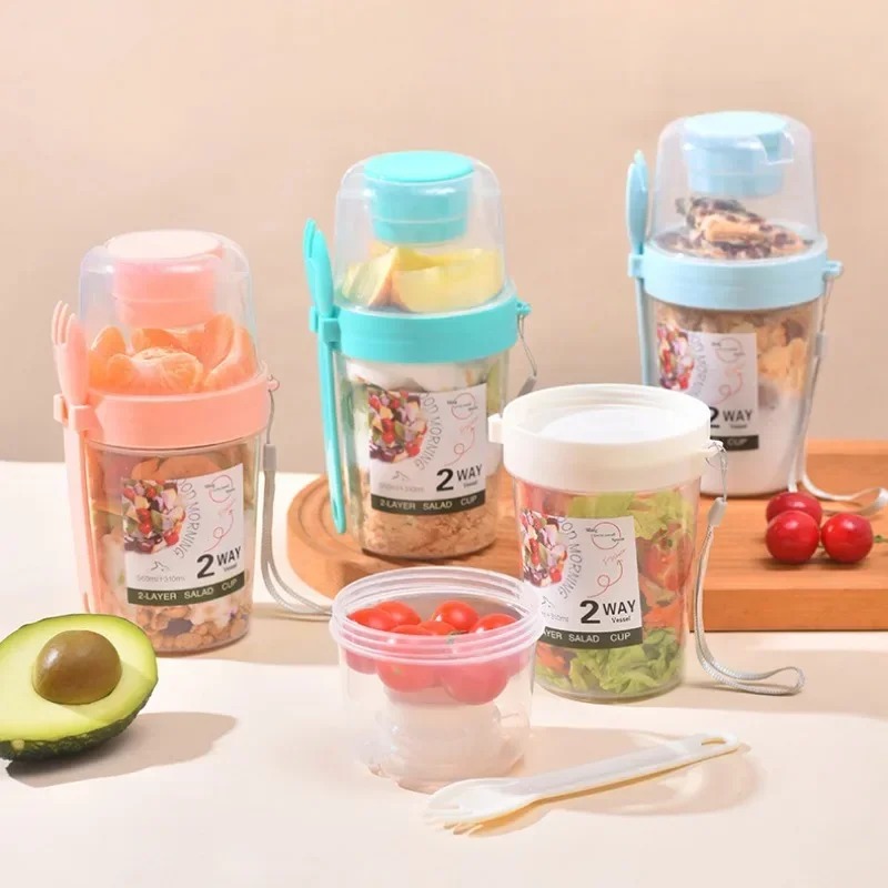 Salad Container Jar - Tasse à salade Portable, Double tasse