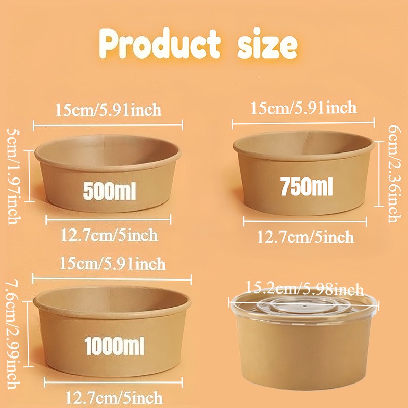 Bols ronds en papier Kraft jet - Meal Prep Noodles avis et prix