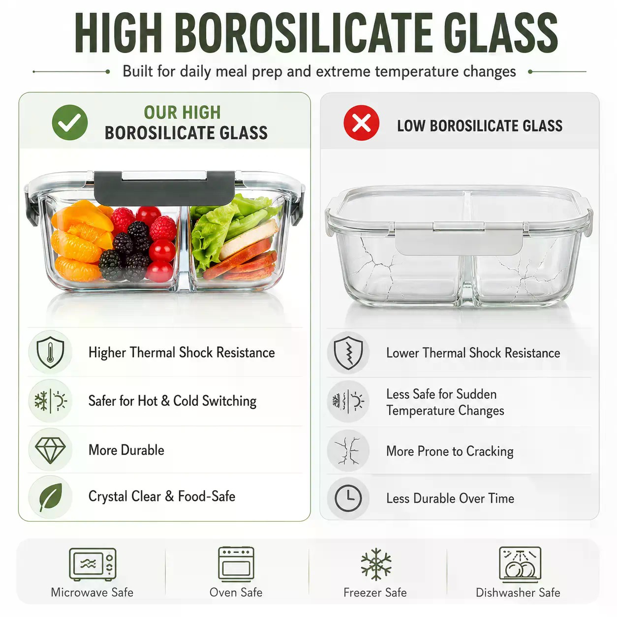 Lot de 5 récipients rectangula - Meal Prep Oven Safe Containers avis et prix
