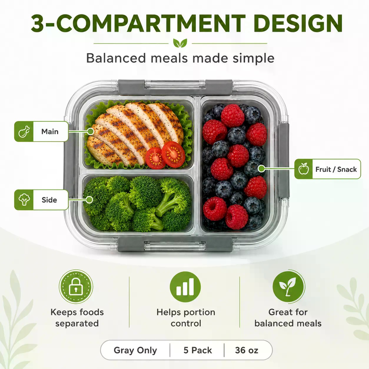 Lot de 5 récipients rectangula - Meal Prep Oven Safe Containers avis et prix