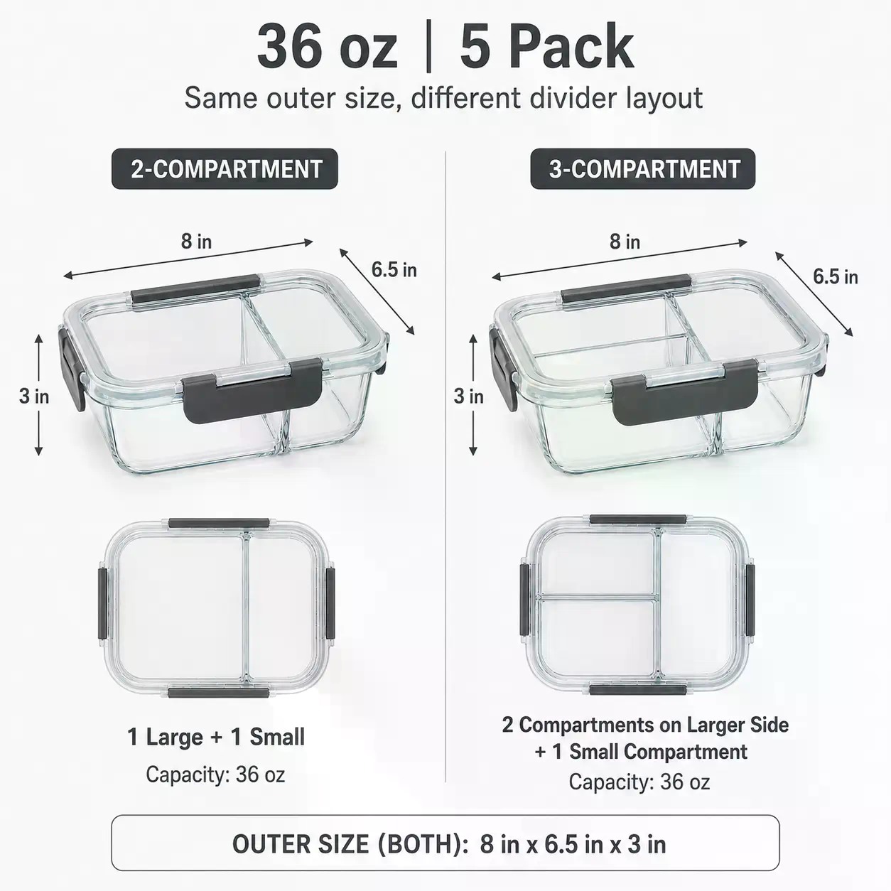 Lot de 5 récipients rectangula - Meal Prep Oven Safe Containers avis et prix